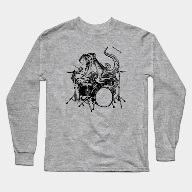 SEEMBO Octopus Playing Drums Drummer Drumming Band Long Sleeve T-Shirt by SEEMBO